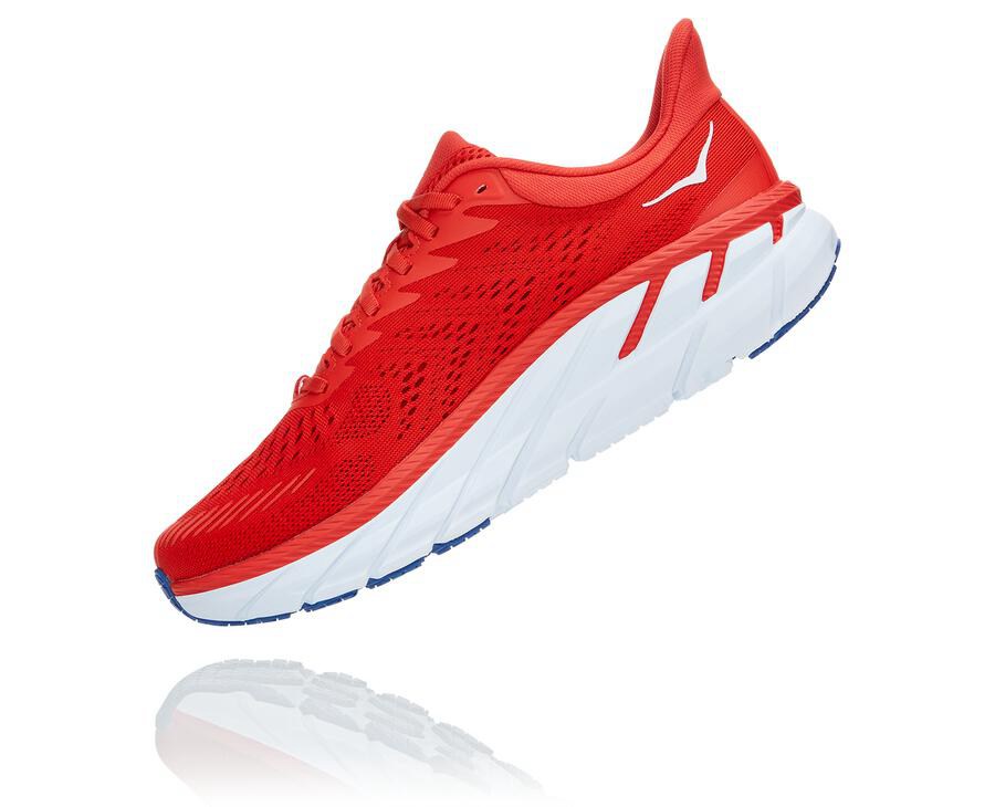 Hoka One One Hardloopschoenen Heren - Clifton 7 - Rood/Wit - YT4985620